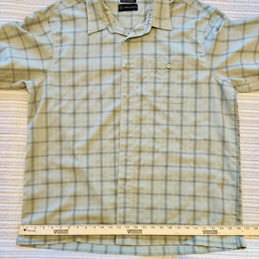 R&R Casual Shirt Mens 2XL Green Plaid Button Up Short Sleeve Luxury Microfiber - Picture 6 of 10